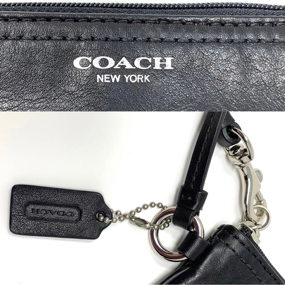 Coach Solid Black Smooth Leather Wristlet - Picture 5 of 7
